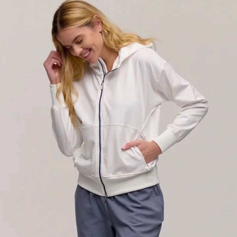 NWT Zero Restriction Womens Zoe Hoodie White Full‎ Zip Golf Jacket CME Logo Med